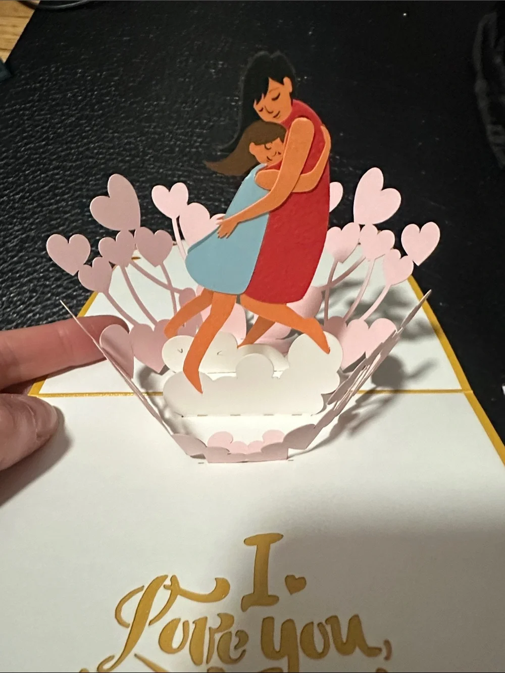 Cute Popup Gold 'Mom' Heart Greeting Card